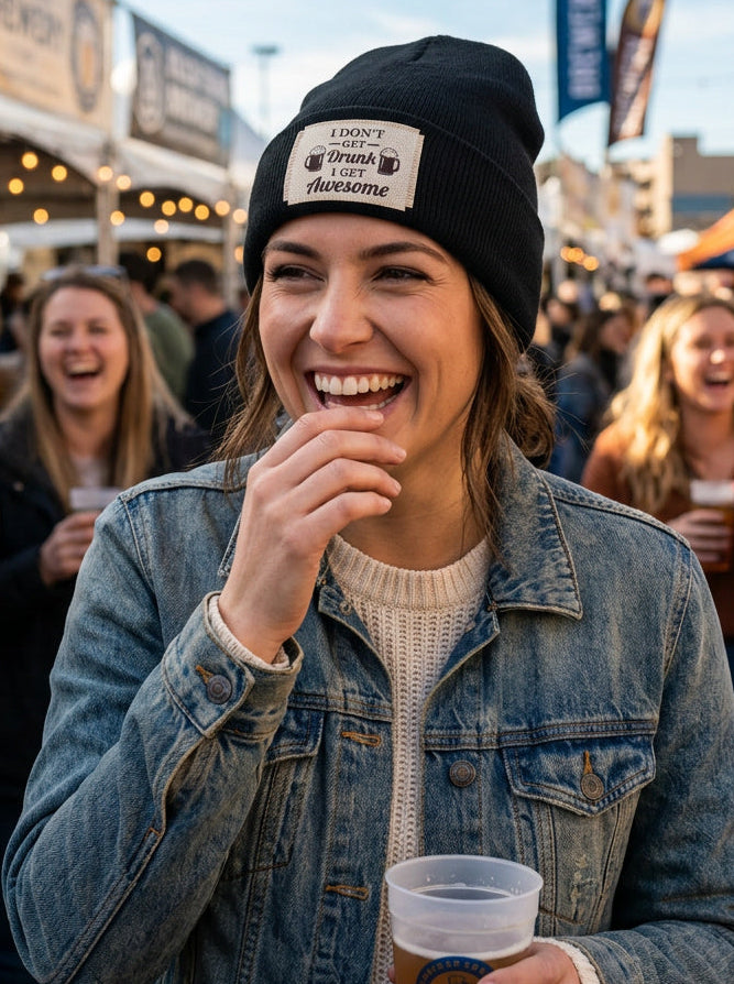 Sassy beanie hat I Don't Get Drunk I Get Awesome - lifestyle photo