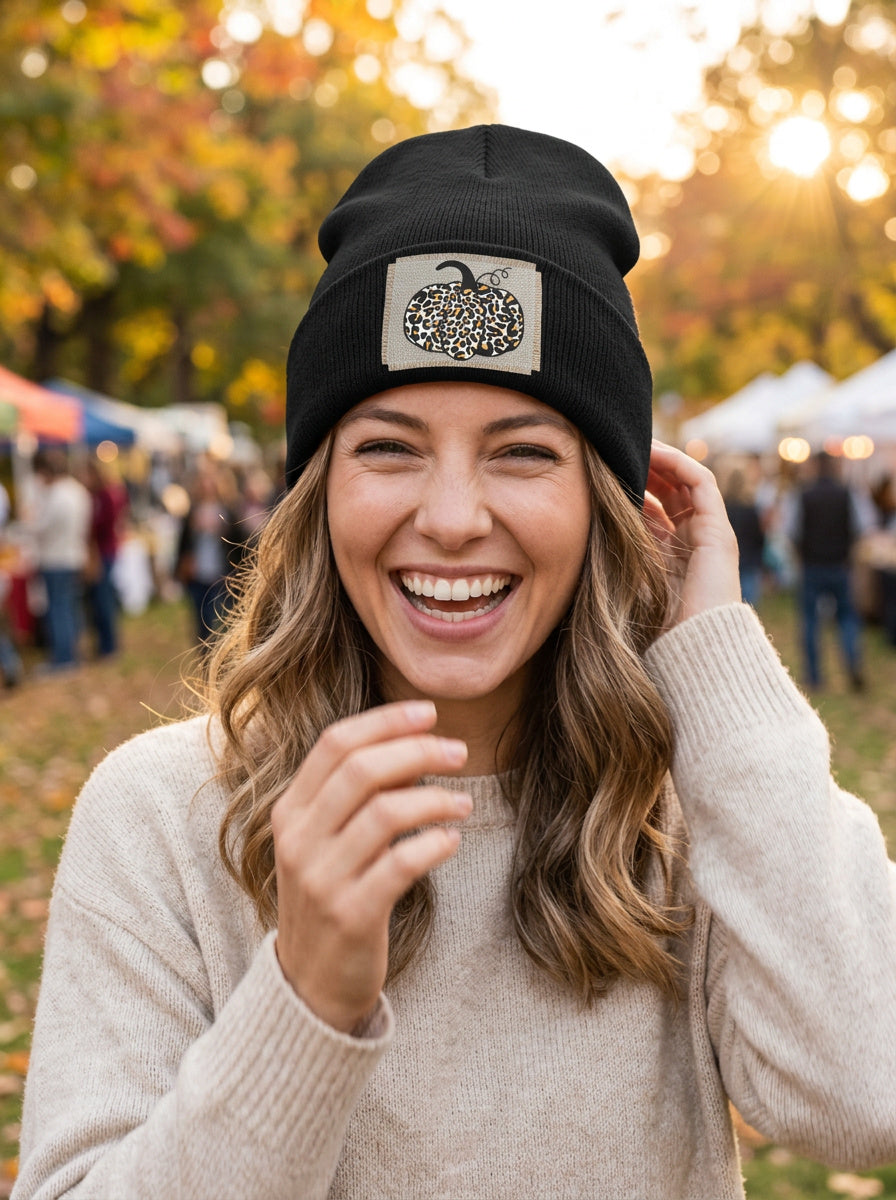 Sassy beanie hat Leopard Pumpkin - lifestyle photo