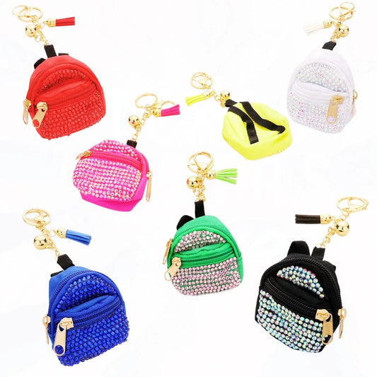 So Cute Mini Bling Backpack Keychains - Many Colors