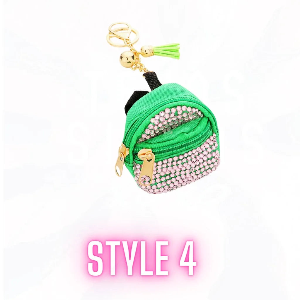 So Cute Mini Bling Backpack Keychains - Many Colors