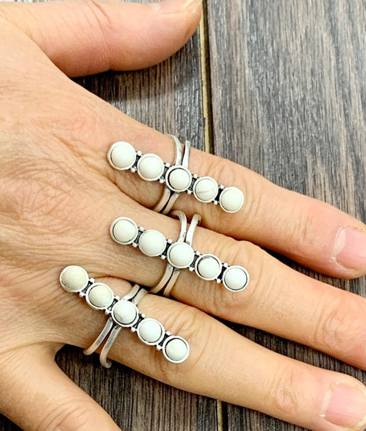 White Turquoise Cuff Ring