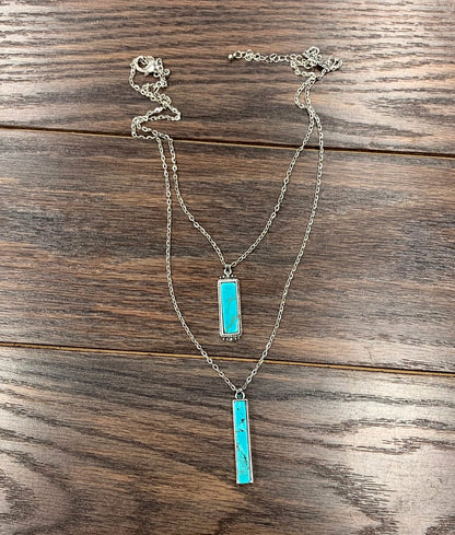 Double Turquoise Bar Strand Necklace