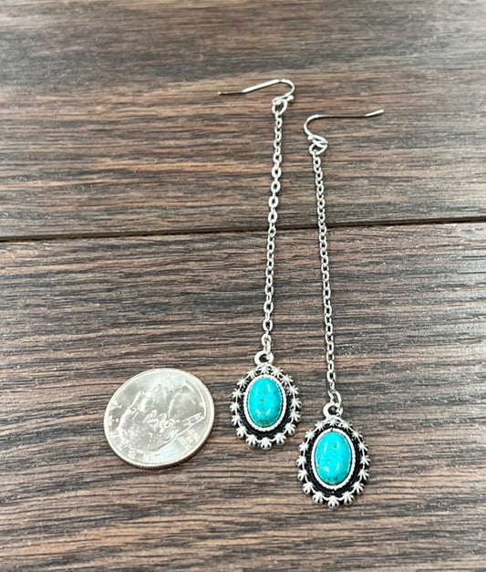 Turquoise Starburst Dangle Drop Earrings
