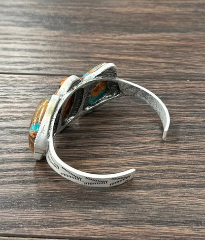 Beautiful Colorful Gemstone Cuff Bracelet