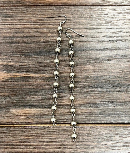 Silver Navajo Bead Dandle Earrings