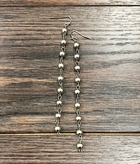 Silver Navajo Bead Dandle Earrings