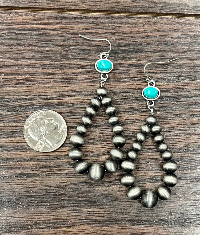 Navajo Style Western Bead Turquoise Dangle Earrings