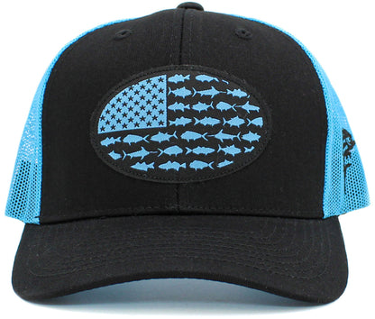 Round Fish Flag Hats - Black or Blue