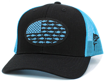 Round Fish Flag Hats - Black or Blue