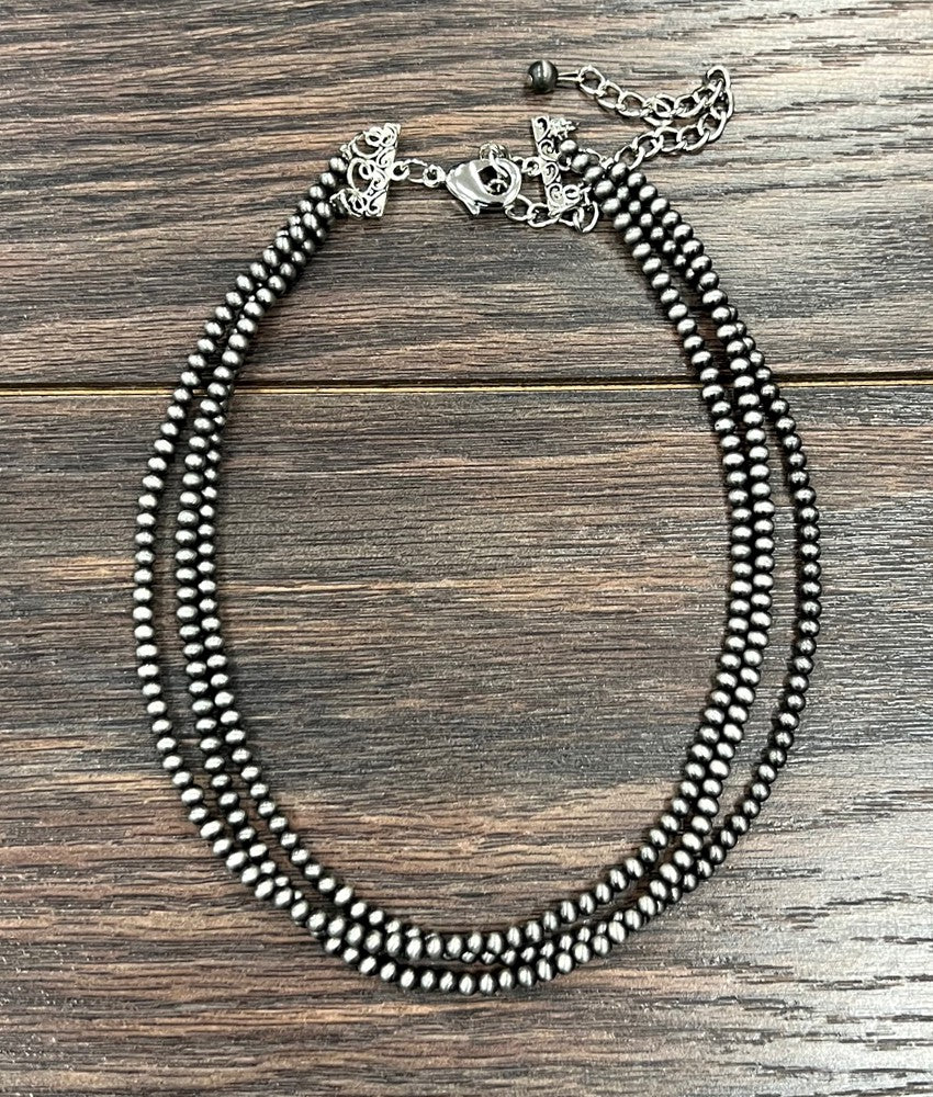 Western Bead 3-strand Necklace Adjustable Length