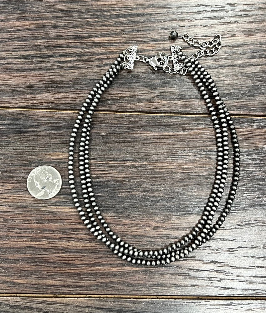 Western Bead 3-strand Necklace Adjustable Length