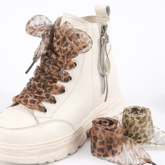 Leopard Satin Organza Shoe Laces - 4 Colors