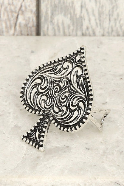 Western Ace of Spade Cuff Ring
