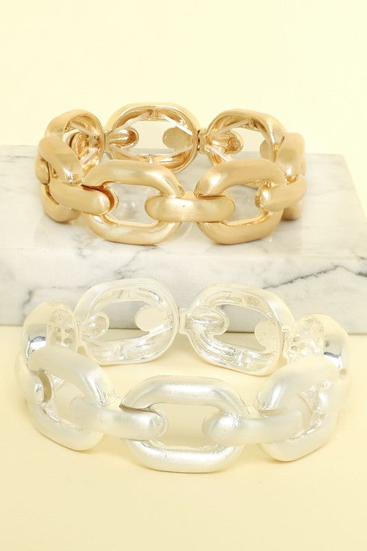 Anchor Chain Link Bracelets - Silver & Gold