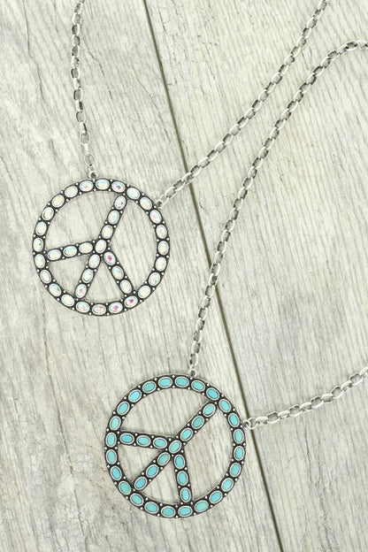 Turquoise Peace Sign Chain Necklace