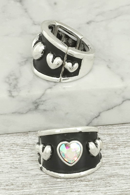 Western Dome Bubble Heart Stretch Ring