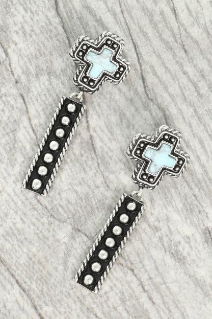Western Cross Concho Turquoise Earrings