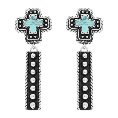 Western Cross Concho Turquoise Earrings