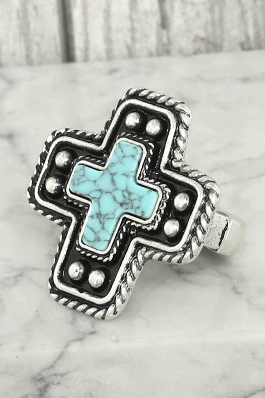 Western Cross Stretch Ring