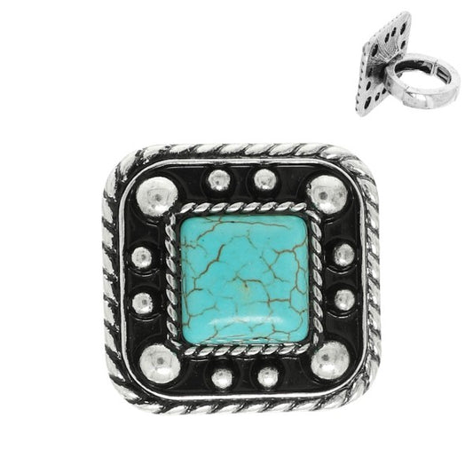 Western Bubble Square Stretch Ring