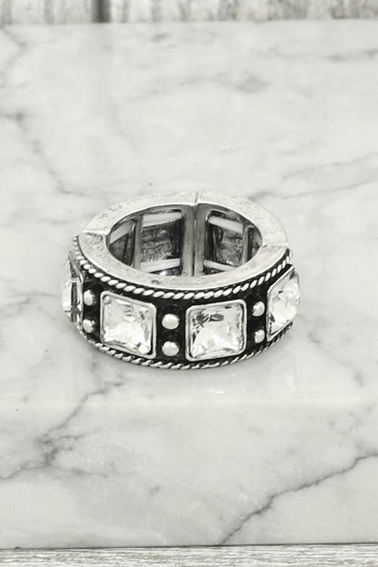 Western Jeweled Square Stretch Ring