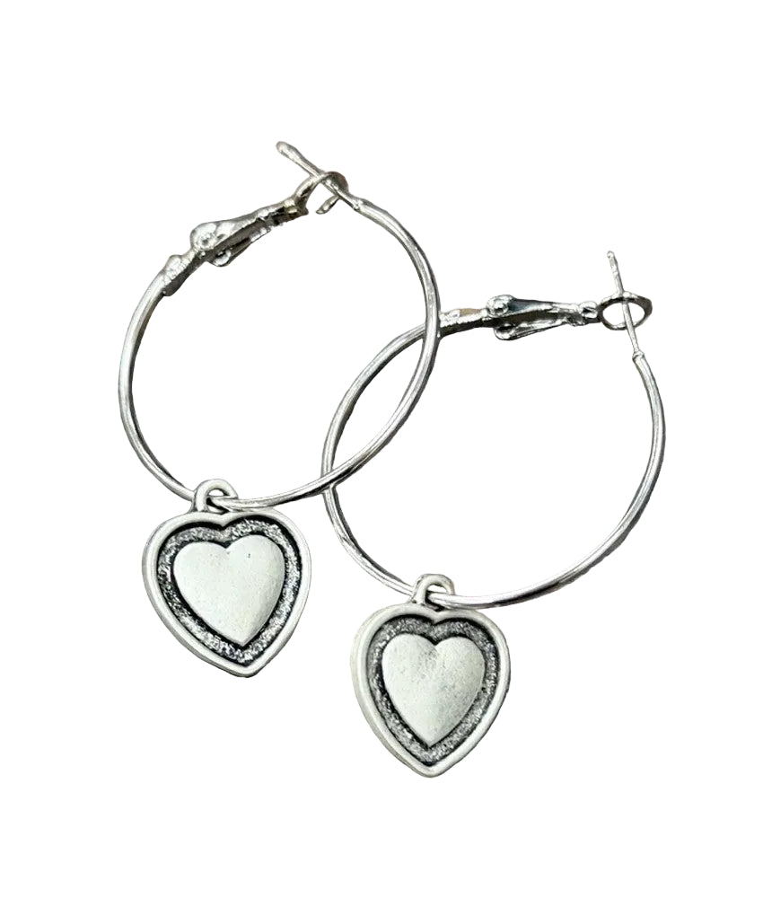 Western HEARTS Drop Hoop Earrings