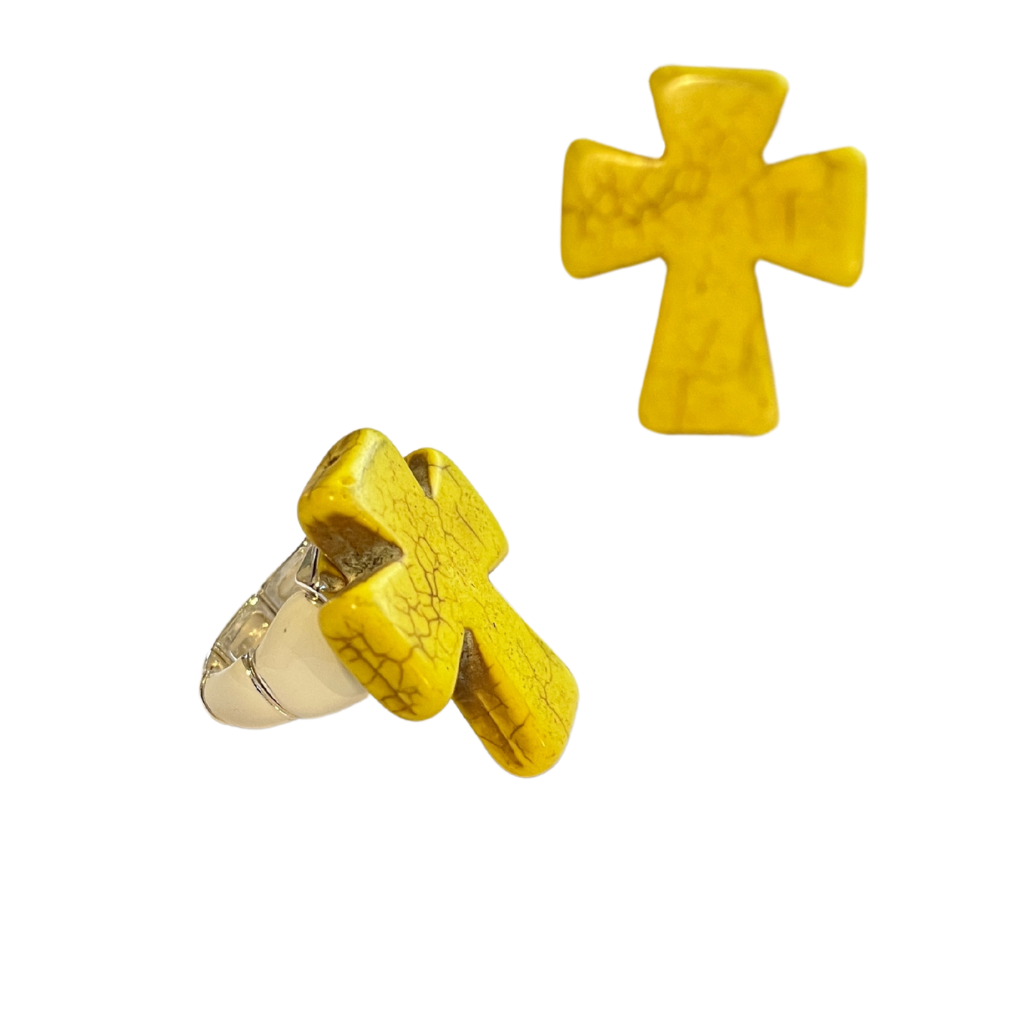 Stone CROSS Stretch Rings - Many Colors