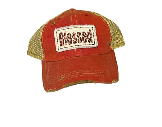 Blessed in Leopard Red Trucker Hat