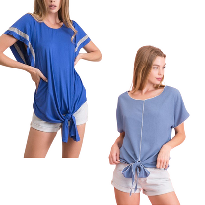 Oh So Cute Blue Tie Tops - 2 Styles