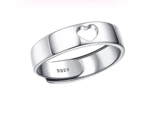 Adjustable Sterling Silver Heart Cutout Ring