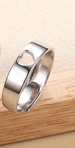 Adjustable Sterling Silver Heart Cutout Ring