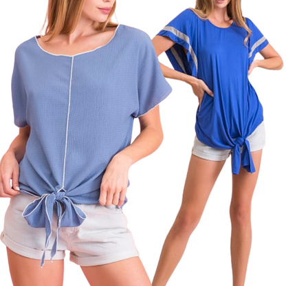 Oh So Cute Blue Tie Tops - 2 Styles