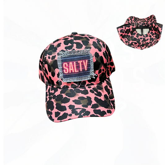 NEON SALTY LEOPARD Spot Patch Hat - Pink w/ Leo Spots Cap