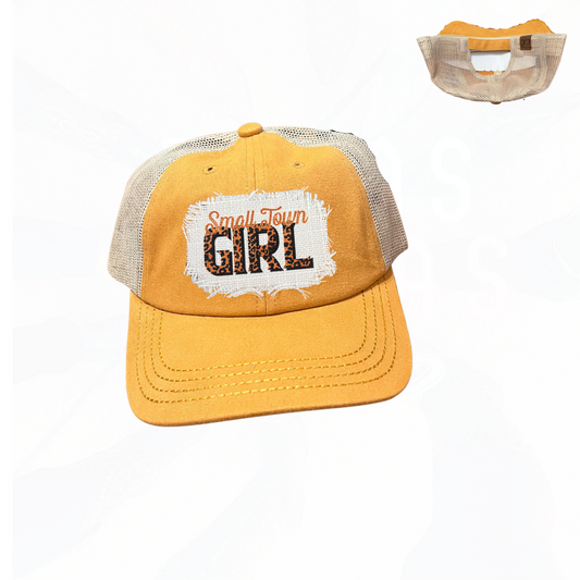 Small Town Girl Hat - Peachy w/ Tan Mesh CC Cap