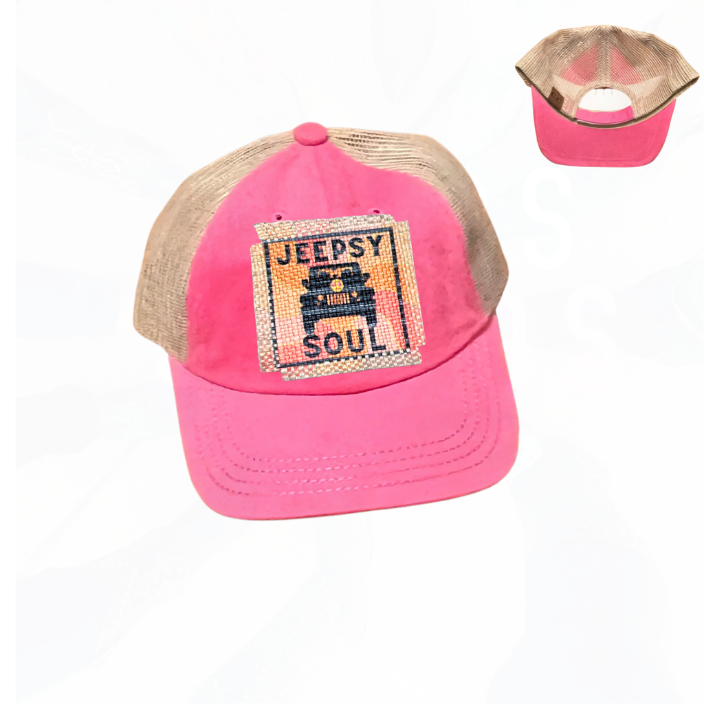 JEEPSY SOUL Patch Hat - Pink CC w/ Tan Mesh Cap