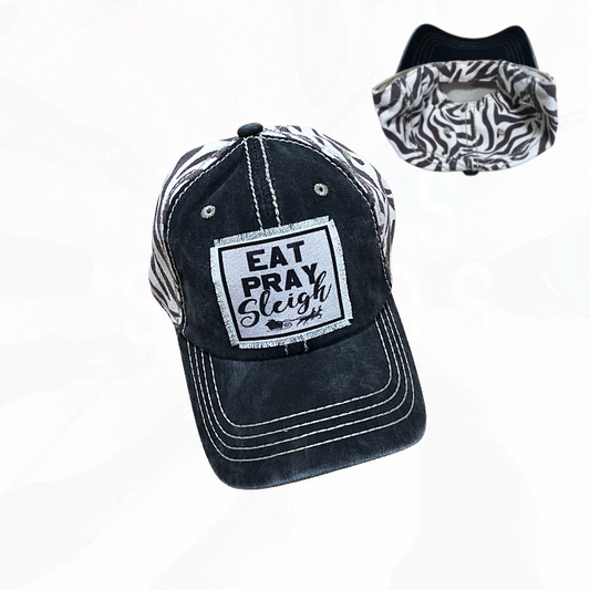 Sassy Holiday Trucker Hat - Eat Pray Sleigh - Santa's Sleigh