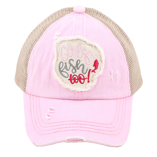 KIDS Girls Fish Too! Hat - Criss Cross Pony Hat Pink