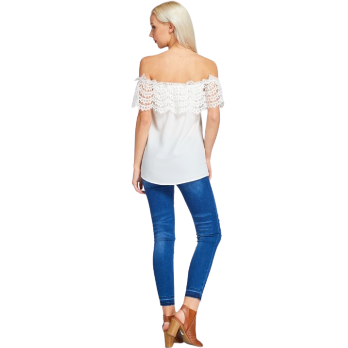 White Lace Off-The-Shoulder Top - Only 2 Smalls Left!
