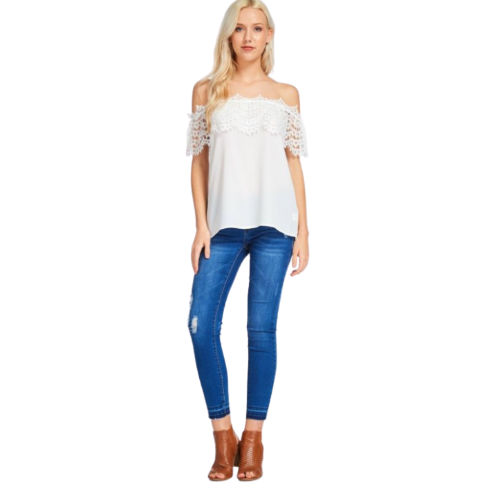 White Lace Off-The-Shoulder Top - Only 2 Smalls Left!