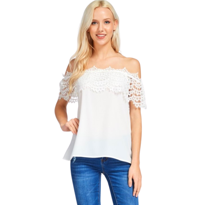 White Lace Off-The-Shoulder Top - Only 2 Smalls Left!