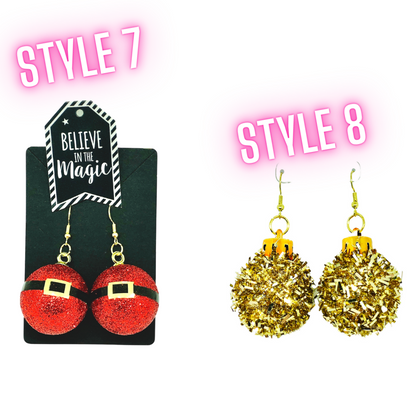 Glitter, Tinsel & Bells Christmas Earrings - Many Styles