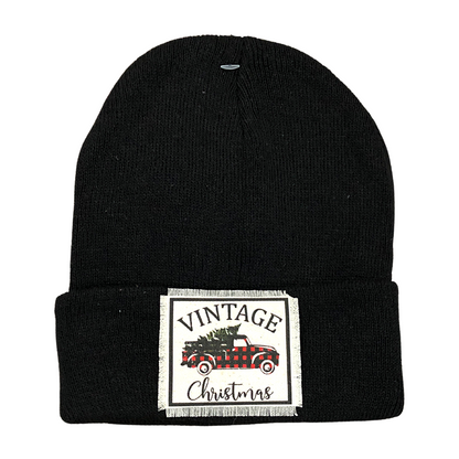 Sassy Beanie Hat - Vintage Christmas