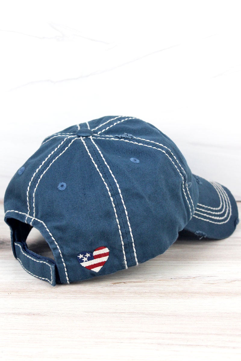 American Flag Heart Hat - Blue