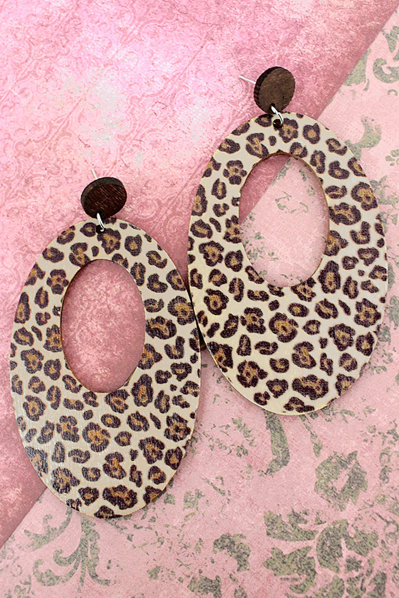 Wood Leopard Brown Earrings
