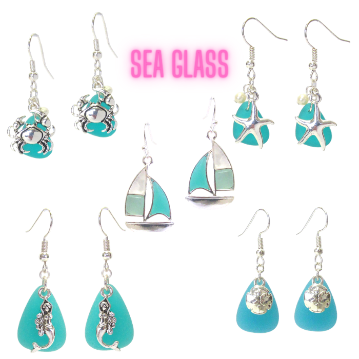 Beautiful Sea Glass Earrings - Free Shipping