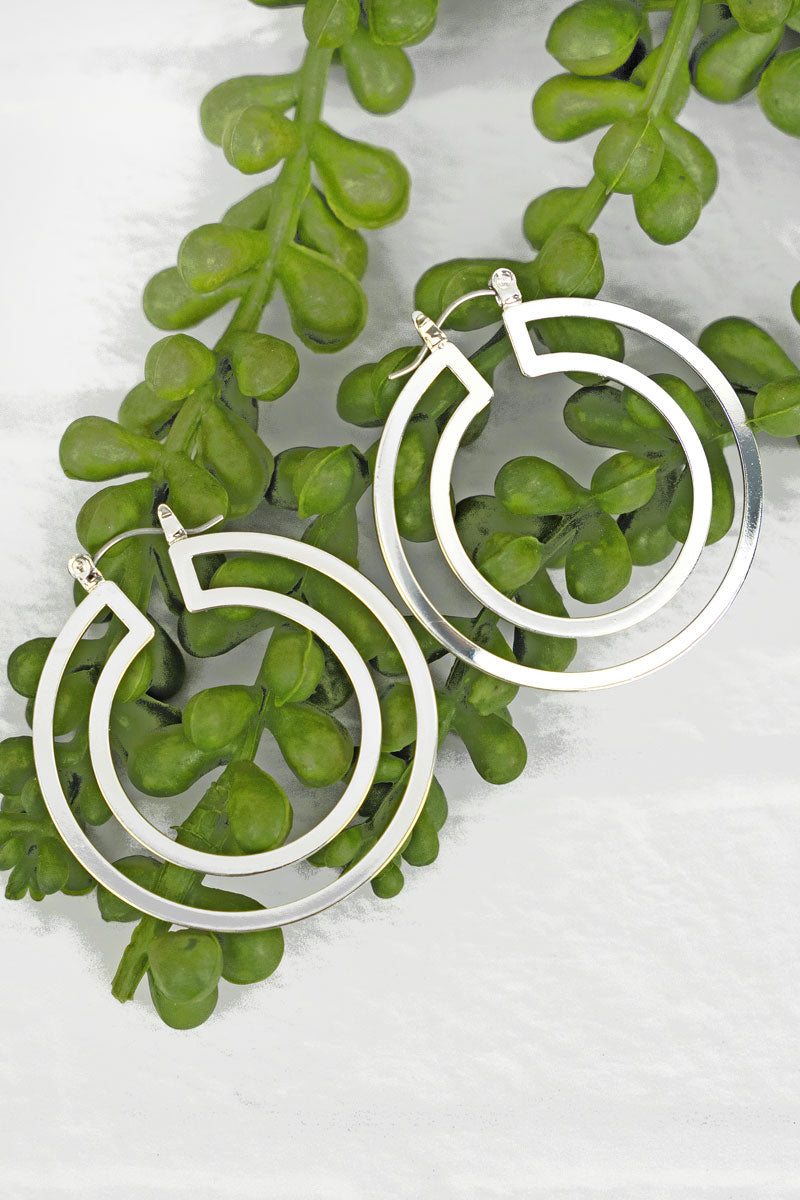 Sassy Silver Double Hoops